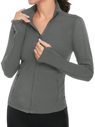 VUTRU Women's Workout Yoga Jacket Full Zip Running Athletic Track Jacket - color: A-grey, size: X-Small