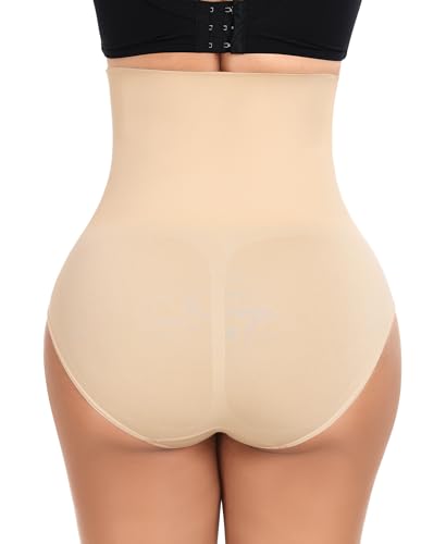 Werena Tummy Control Shapewear for Women High Waisted Body Shaper Panties Slimming Girdle Shaping Briefs - color: 2# Beige+beige, size: Large