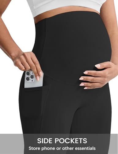 Mama Land Buttery Soft Maternity Flare Leggings - color: Black, size: Small