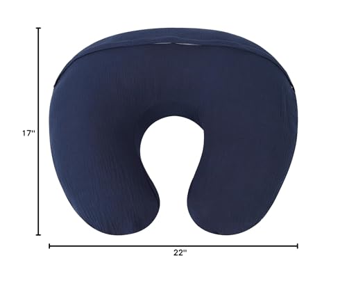 Onacosht Muslin Nursing Pillow Cover, 100% Cotton, Navy Blue - color: Navy Blue