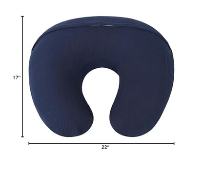 Onacosht Muslin Nursing Pillow Cover, 100% Cotton, Navy Blue - color: Navy Blue