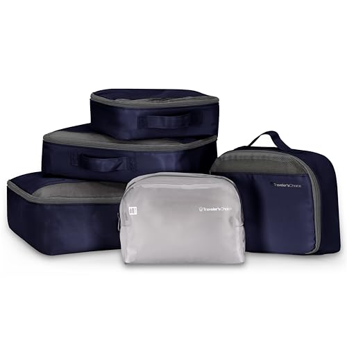 Traveler's Choice Cloverland Packing Cubes, 5-Piece Set, Navy - color: Navy