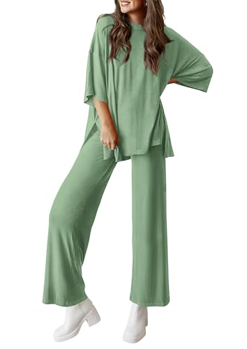 PRETTYGARDEN Two Piece Sets for Women Lounge Matching Set - color: Bean Green, size: Medium