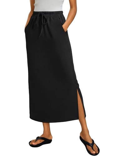 ANRABESS Air Layer Fabric Maxi Skirts for Women - color: Black, size: X-Large