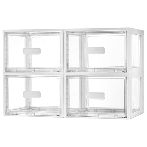 Vtopmart 4 Pack White Stackable Storage Drawers 15QT - color: white