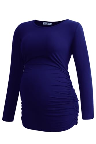 Smallshow Women's 4 Pack Maternity Shirts Long Sleeve - color: Black-light Grey-navy-maroon(4 Pack), size: Large