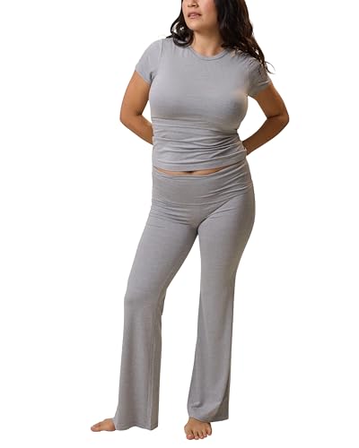 Kindred Bravely The Sunday Maternity Nursing and Postpartum Pajama Set - color: Grey Heather, size: 2X