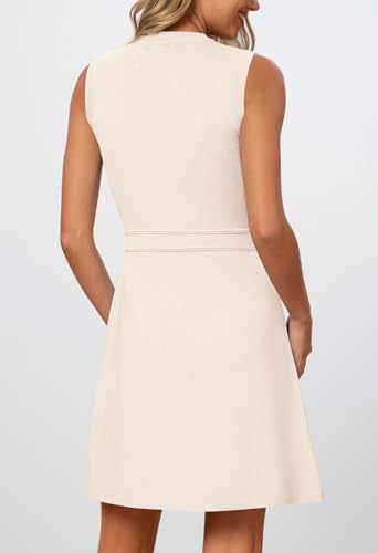 MEROKEETY Womens Summer Business Casual Mini Sweater Dress - color: Ivory, size: Small