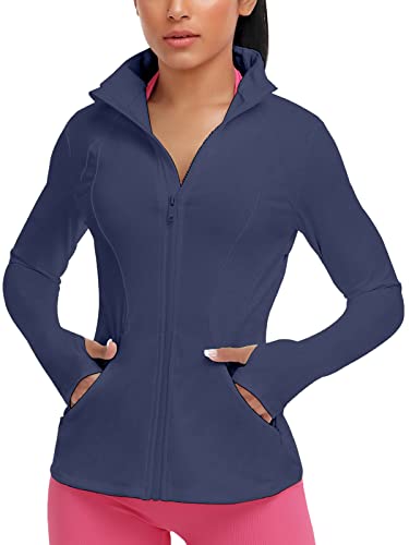 VUTRU Women's Workout Yoga Jacket Full Zip Running Athletic Track Jacket - color: Back Mesh Vent Blue, size: X-Small
