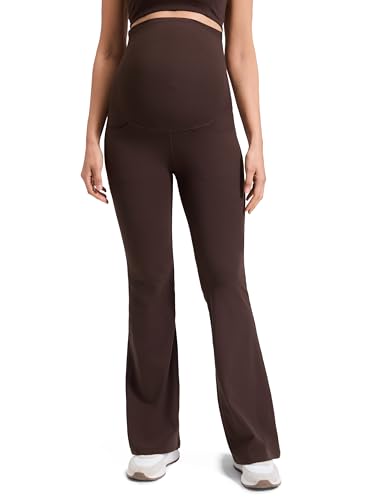 CRZ YOGA Maternity Flare Leggings Pocket 29'' - color: Hot Fudge Brown, size: Medium