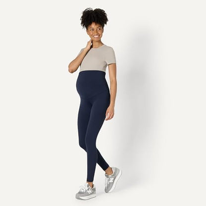 Amazon Essentials Women's Maternity High-Rise Over the Belly Formflex Full Length Legging, Soft, Moisture Wicking - color: Navy, size: Small