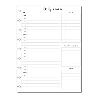 Hourly/Daily Planner Inserts for 9-Disc Planners, Classic Planner Hourly Planner, Pre-punched Planner Inserts, Pre-punched Daily Planner (PLANNER and TABS NOT INCLUDED)