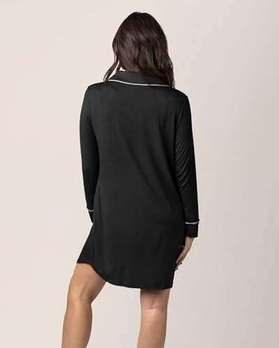 Kindred Bravely Clea Long Sleeve Maternity Nursing and Postpartum Nightgown - color: Black, size: X-Large