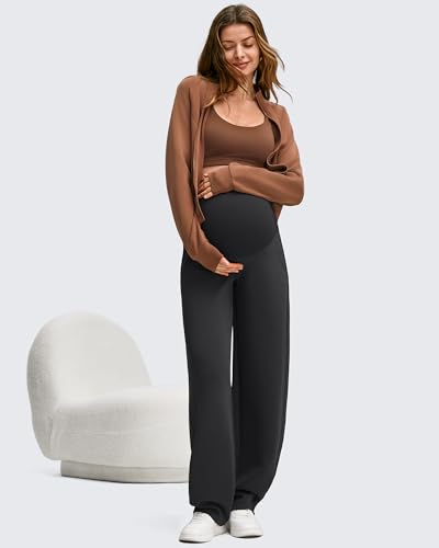 G4Free Maternity Pants Pregnancy Pants Modal Adjustable Waist Sweatpants - color: Black, size: Large