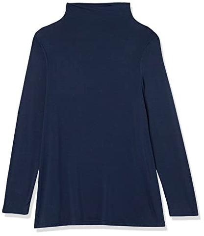 Amazon Essentials Women's Jersey Long-Sleeve Mock Neck Swing Tunic Top, Relaxed Fit Pullover - color: Navy, size: X-Small