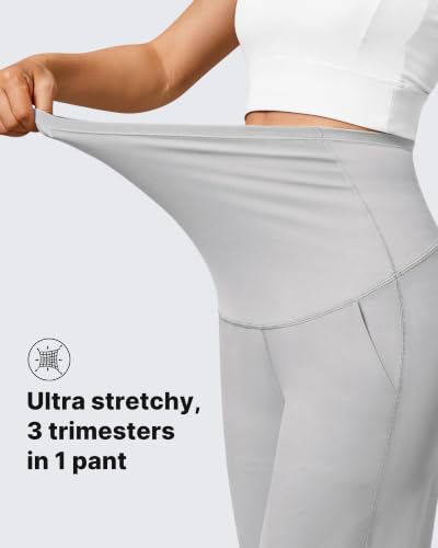 G4Free EverGoing Maternity Pants Over the Belly Pregnancy Work Trousers - color: Light Gray, size: Small