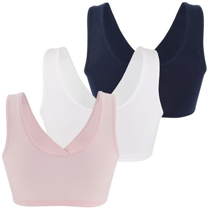 Women's Cotton Wireless Sleep Bra for Nursing and Maternity - color: Pink+white+navy Blue, size: XX-Large