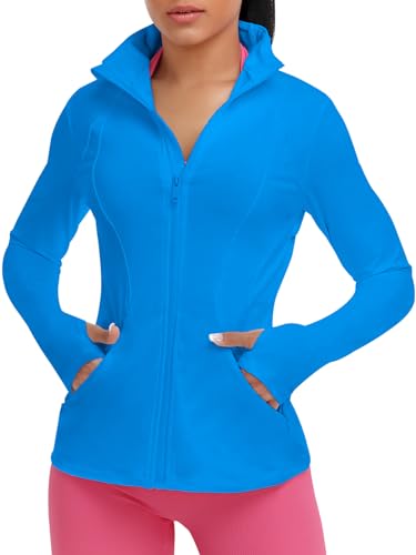 VUTRU Women's Workout Yoga Jacket Full Zip Running Athletic Track Jacket - color: Back Mesh Vent Dream Blue, size: X-Small