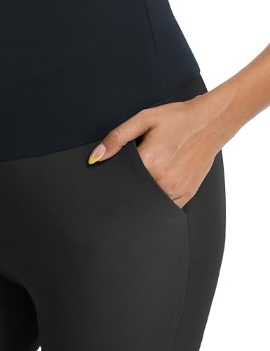 Foucome Maternity Flare Pants Stretchy Bootcut Work Dress Pants - color: Black, size: Small