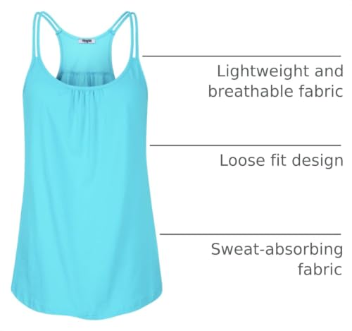 Hibelle Womens Scoop Neck Cute Racerback Yoga Workout Tank Top - color: Light Blue, size: Small