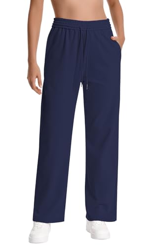 Women Baggy Straight Leg Sweatpants Drawstring Workout Pants 28'' Inseam - color: Royalblue, size: X-Large
