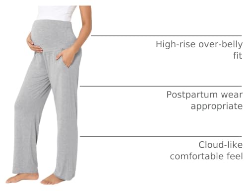 Viscose from Bamboo Maternity Wide Leg Lounge Pajama Pants - color: Grey, size: Large