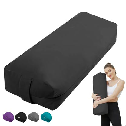 Rectangular Yoga Bolster Pillow for Restorative Yoga - color: Black