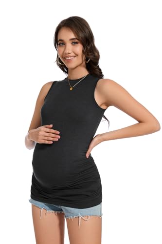 Smallshow Women's Maternity Tank Top 3 Pack - color: Black-deep Grey-light Grey(3 Pack), size: XX-Large