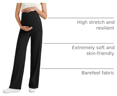 G4Free BareFeel Maternity Yoga Pants Pregnancy Slacks Over the Belly - color: Black, size: XX-Large
