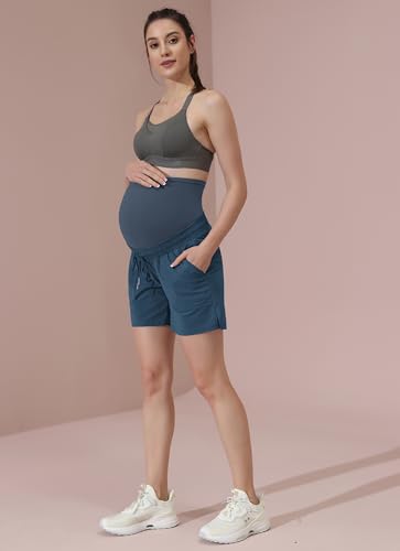 Maacie Maternity 5" Hiking Shorts with Pockets - color: Blue-grey, size: XX-Large