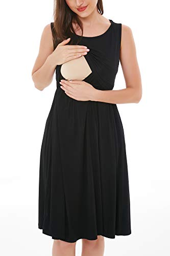 Smallshow Women's Sleeveless Nursing Dresses - color: Black, size: XX-Large