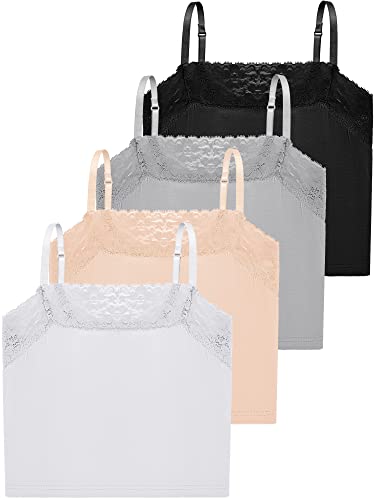 Bencailor 4 Pcs Lace Cami Top - color: Black, Gray, Beige, White, size: X-Large