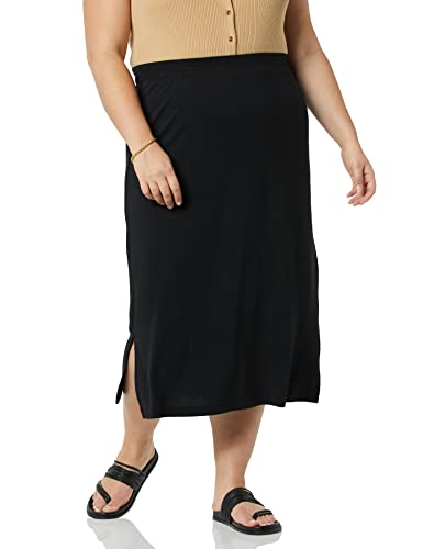 Amazon Essentials Women's Pull-On Knit Midi Skirt with Elastic Waist, Slits - color: Black, size: XX-Large