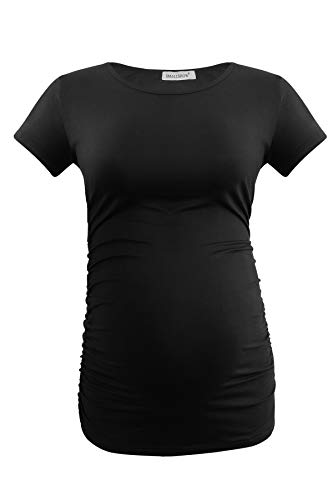 Smallshow Women's Side Ruched Tunic Maternity Shirts 3 Packs - color: Dim Grey-black-grey(3 Pack), size: Small