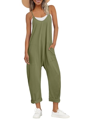 AUTOMET Womens Jumpsuits Casual Summer Romper Beach Vacation Outfits 2026 - color: Armygreen, size: Medium