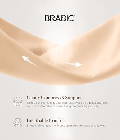 BRABIC Zip Front Closure Everyday Bras for Women Post Sugery Compression - color: Beige, size: X-Small