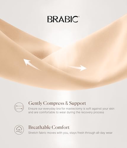 BRABIC Zip Front Closure Everyday Bras for Women Post Sugery Compression - color: Beige, size: X-Large
