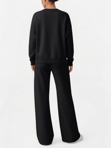 EFAN Womens Sweat Sets 2 Piece Sweatsuits Modal Blend Matching Loungewear - color: Black, size: X-Large