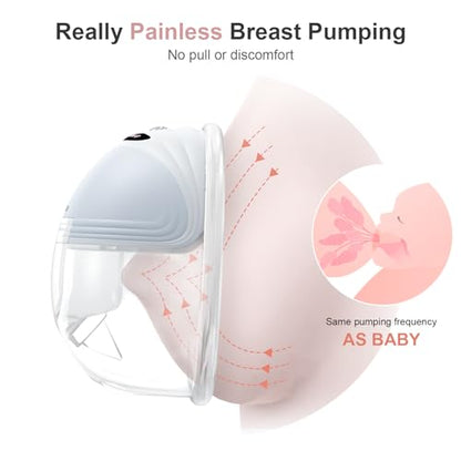 Wearable Breast Pump S21, Breast Pump Hands Free with Carrying Bag, Electric Portable Wearable Breastfeeding Pump with 3 Modes & 12 Levels, 24mm, 2 Pack Blue