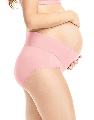 PLAYTEX Women's Maternity Fold Down Modern Brief Panties 3-pack - color: In the Navy Dot/White/Gentle Peach, size: Large