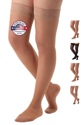 ABSOLUTE SUPPORT Women Compression Thigh High, 15-20mmHg, Nude, Medium - color: Nude, size: Medium