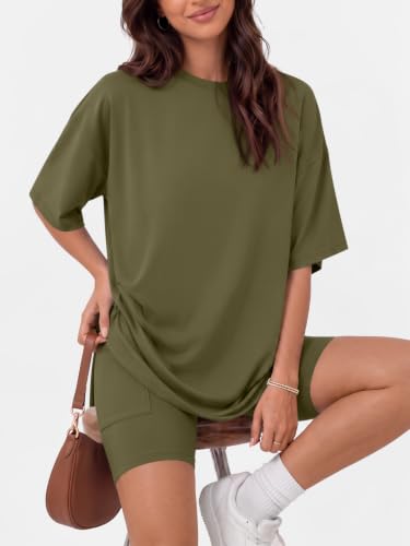 LILLUSORY Womens Lounge Sets 2 Piece Matching Pajamas Summer Outfit 2026 - color: Army Green, size: X-Large