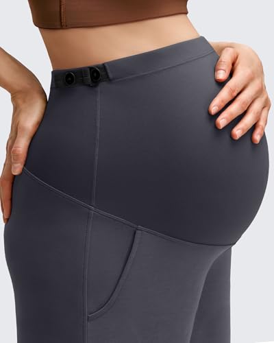G4Free Maternity Pants Pregnancy Pants Modal Adjustable Waist Sweatpants - color: Dark Gray, size: Small