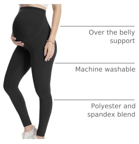 Over‑Belly Maternity Leggings, Soft Stretch Yoga Pants - color: 3 Packs-black*3, size: Small