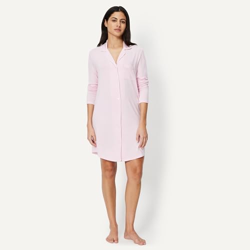 Amazon Essentials Women's Breathable Piped Nightshirt (Available in Plus Size) - color: Pink, size: Large