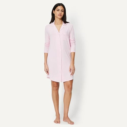 Amazon Essentials Women's Breathable Piped Nightshirt (Available in Plus Size) - color: Pink, size: Large
