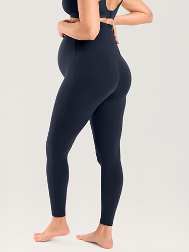 MOMANDA Seamless Maternity Leggings 25" - color: Twilight Blue, size: Small
