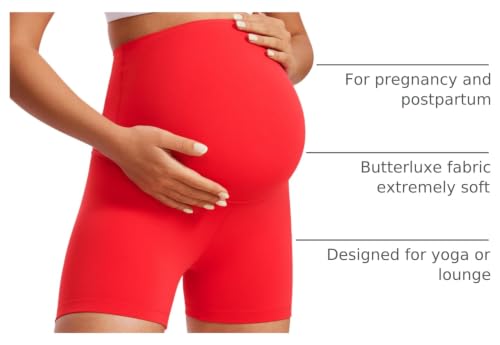 CRZ YOGA Maternity Biker Shorts 4" - color: Deep Red, size: X-Small