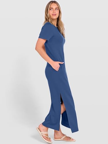 ANRABESS Womens Summer Maxi Dresses Wrinkle Free with Pockets - color: Deep Blue, size: Medium