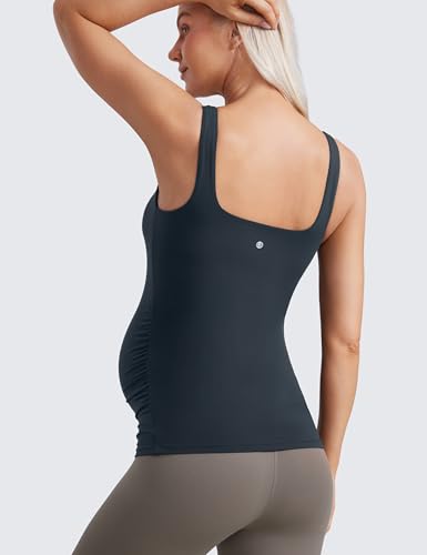 CRZ YOGA Maternity Square Neck Tank Tops - color: True Navy, size: Small